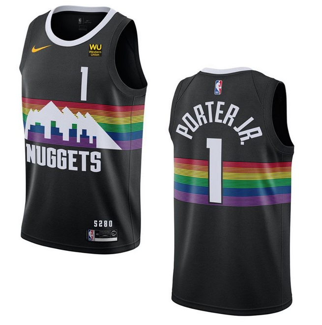 Men's Denver Nuggets #1 Michael Porter Jr. Black Stitched Jersey Men's Denver Nuggets #1 Michael Porter Jr. Black Stitched Jersey